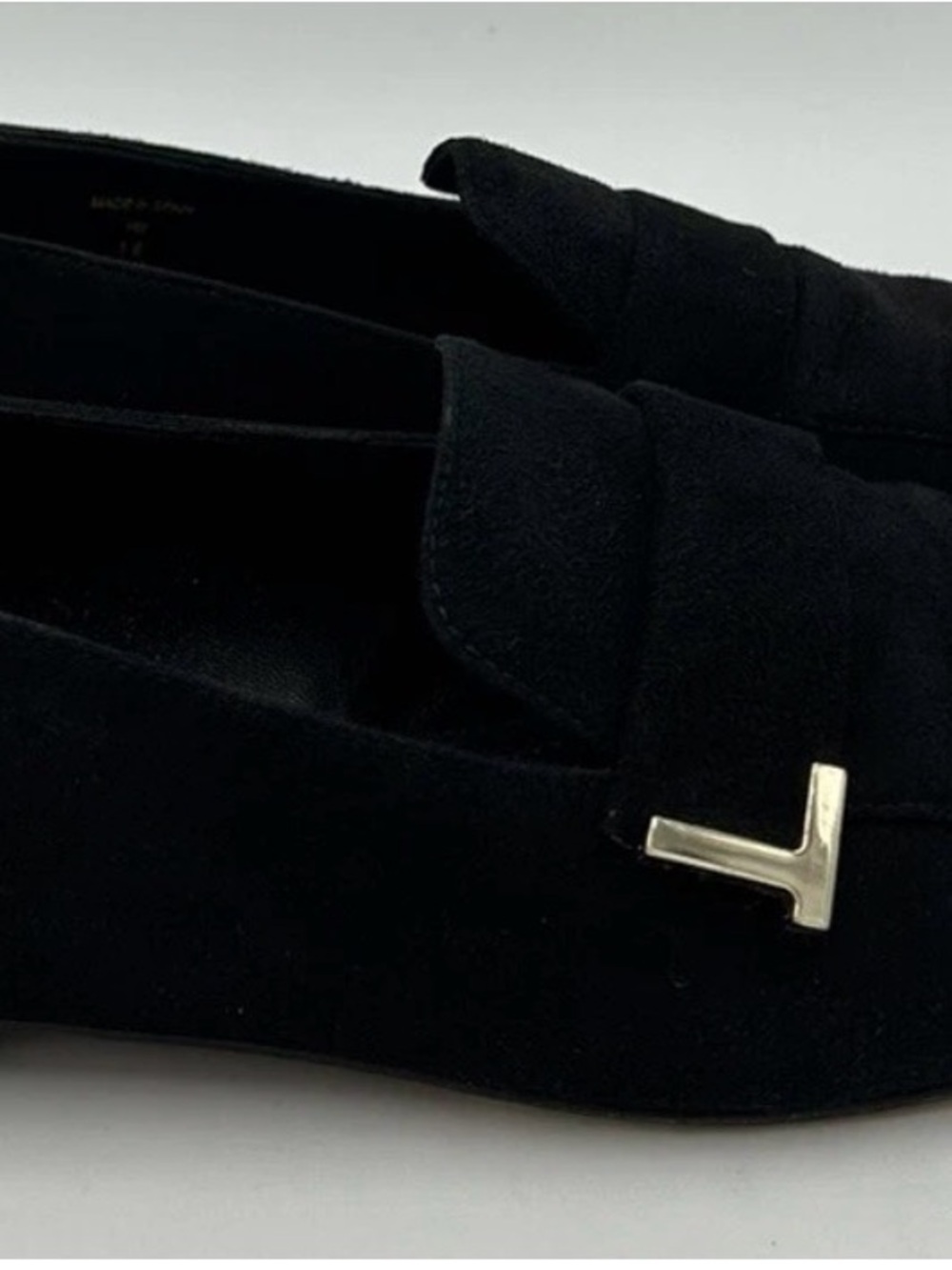Lafayette 148 New York EVE Suede Square Toe Loafers Black Women’s Size 38